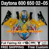 Rampaket för Daytona 650 600 CC 02 03 04 05 BODYWORK 7DH.34 COWLING DAYTONA 600 DAYTONA650 2002 2003 2004 2005 BODY DAYTONA600 02-05 MOTORCYCLE FAIRING RED FLAMS