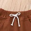 Kledingsets zomer babykleding korte mouw o nekbrief bruin schattige 3-delige ontwerper casual meisjes 0-2tclothing