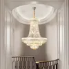 Luxury crystal chandelier large living room decor cristal lamps chrome/gold staircase hallway hanging led light fixture