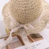 Summer Children s straw hats Baby girls breathable lace Cap bow Beach Sun Hat Wide brim Kids Princess travel sunshade 220630