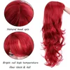Houyan 22 pouces longue perruque ondulée avec Bang cheveux rouges Cosplay résistant à la chaleur synthétique s 220622