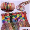 100Pcs/Set Girls Colorf Bracelet Line Hand-Woven Handmade Jewelry Good Wish For Kids Men Women Gift Hha601 Drop Delivery 2021 Accessories Ba