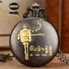 Steampunk Taschenuhr Handbell Full Hunter Design Herren Damen Quarz Analoguhr mit Halskette Anhänger Kette Geschenk