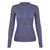 Yoga Outfit Femmes Chemises de sport athlétique Slim Fit à manches longues Fitness Manteau Crop Tops Trou de pouce T-shirts Veste de gymnastique Sweat-shirts d'entraînement Yoga