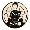 Duvar Saatleri Japonya Sumo Savaşçı Saat Dövüş Güreş Odası İç Dekor Bushido Güreş Sessiz Süpürme Kuvars Yuvarlak Artwok Clockwall