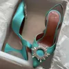 Luxury Designer Sandals High Heeled Shoes Amina Muaddi Begum Bow Crystal-Embellished Buckle Pointed Toesl Sunflower Sandal Summer Footwear NO359