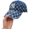 ボールキャップデザイナー韓国の帽子新しいフルラベル古い花デニム段階的な変更印刷ブランド野球洗浄ブルー
