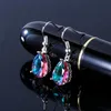 Ciondola il lampadario alla moda colorato Waterdrop Crystal Stone Hook Orecchini per le donne Wedding Party Jewlery Statement Charm Gift