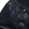 Designer-Herrenhosen Herbst und Winter neue trendige schwarze Lederhose mit Totenkopf-Print schlanke koreanische Version des Motorradfußes winddichte Herren-Hip-Hop-Mode 4JGX