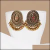 Ethnic Black Flower Dangle Earrings Turkey Bijoux Vintage Bohemia Tassel Boho Gold Alloy Tribe Indian Jewelry Drop Delivery 2021 Chandelie