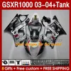 OEM Fairings  Tank For SUZUKI GSXR-1000 K 3 GSX R1000 GSXR 1000 CC 03-04 Body 147No.06 1000CC GSXR1000 K3 03 04 GSX-R1000 2003 2004 Injection mold Fairing kit blue stock blk