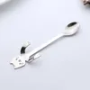 Kaffedrickverktyg Kök Gadget Rostfritt stål Spoon Milk Dessert Snack Children Cartoon Cat Spoons Table Seary 220509