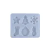 Décoration de fête 6 en 1 moules de gel de silice arbre de Noël flocon de neige wapiti amour porte-clés pendentif moule en silicone décorations en résine pour la maison