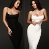 Women Lady VNeck Pencil Dress Solid Color Backless Spaghetti Strap Bodycon Slim Slip Dress Summer Beach Sundress 220615