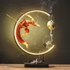 Fragrance Lamps Monkey King Incense Burner Holder Led Light Smoke Fountain Censer Incienso Quemador Home DecorationFragrance FragranceFragra