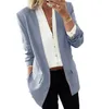 Women's Suits & Blazers WOTWOY 2022 Solid Office Lady Women Autumn Black Coats Female Formal Long Sleeve Jacket Woman Pockets