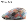 Wuaumx Summer Beret Hat Men Kolorowe kratę gazeta chłopcy kapelusz kobiet malarz