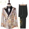 Szmanlizi 2022 beaux derniers conceptions slim fit floral veste fête smoking mâle robe de mariage double secteur