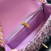 2022Ss Purple Quilted Flap Bags Wool Woven Classic Gold Metal Diamond Chain Crossbody Shoulder Totes Bags Luxury Designer Outdoor Ladies Handbags 20x14cm