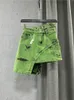 Skirts 2022 Summer European Style Green Denim Women Fashion Double Personalized Waist Asymmetric Mini Skirt GF103Skirts