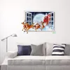 Autocollants muraux joyeux noël autocollant décollage de fenêtre 3D papier peint décalage de maison de maison de salon art santa claus reindeerwall