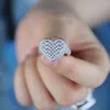 Big Heart Ring Full Micro Paved Iced Out Bling 5A Cubic Zirconia Hip Hop Baguette CZ Ring Delicate Punk Jewelry for Men Women