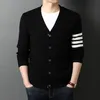 Brand d'hiver Autum de haut niveau Men en tricot Men de cardigan pull noir co-manteaux décontractés coréens veste pour hommes S3xl 220811