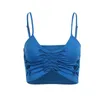 2022 Kvinnor Spaghetti -rem Hålig ut bindning av Crop Top Y2K backless Solid Fairy Cami Topps Hot Sexy Beach Bar Outfits