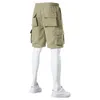 Short masculin Été Men de coton polyester multi-poche à grande taille cordon de taille pantalon court pantalon mode décontracté.