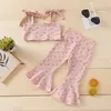 Mädchen-Designer-Kleidung für Kinder, Sommer-Blumen-Kleidungssets, modische Boutique, Neckholder-Top, Schlaghosen, Anzüge, Baby-Crop-Tops, Pluderhosen, Outfits, atmungsaktiv, lässig, B8093