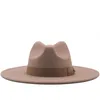 Berets Winter Autumn Simple Solid Color Wool Felt Jazz Fedora Hats With Bow Men Women Wide Brim Panama Trilby Caps Lady Flat Top HatBerets B