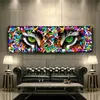 Modern Graffiti Art Tiger with Fierce Green Eyes Posters and Prints Canvas Paintings Wall Art Pictures for Living Room Decor