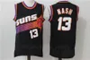 Man Retro Steve Nash Jersey 13 Basquete Vintage Charles Barkley 34 Bordado de cor de cor púrpura preta Bordado de cor e costura de alta qualidade respirável