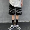 Harajuku men shorts streetwear iron chain pattern jogger wo Summer loose elastic waist Hip hop skateboard 220621