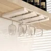 White Gold Wine Glass Rack Under Cabinet Stemware Holder Storage Hanger Metal Organizer for Bar Kitchen 220509