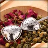 Stock Heart Shaped Tea Infuser Mesh Ball Stainless Strainer Herbal Locking Spoon Steeper Handle Shower Table Tool Drop Delivery 2021 Coffee