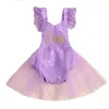 Kızın Elbiseler Güzel doğmuş kız bebek kolsuz romper elbise örgü dantel mektup baskı prenses doğum günü partisi tül vaftiz costumegirl's