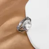 Anelli in filo attorcigliato anelli neri prismatici da donna micro diamanti placcati in argento stili versatili alla moda