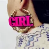 Hoop Huggie Girl Gold Color Big Earrings For Women Födelsedagspresent Fashion Jewelry Hyperbol Pink Letters Acrylichoop Kirs22