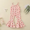 Focusnorm 0-5y Valentines Days Lovely Baby Girls Jumpsuits Love Heart Printed Strap Sleeveless Elastic Flare Pants 220525