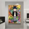 Alec Graffiti Monopoly Millionaire Money Street Art Canvas Painting Affiches et imprimés Pictures d'art mural modernes pour la décoration intérieure255Q