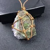 Pendant Necklaces Handcraft Wrap Braid Reiki Healing Raw Mineral Natural Cluster Quartz Necklace Amethysts Crystal Femme CollierPendant