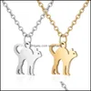 Pendant Necklaces Pendants Jewelry Hight Quality Stainless Steel Cute Cat Necklace For Women Men Simple Design Pet Charm Gold Sier Chain D