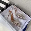 Aquazzura 2022 En kaliteli tasarımcılar topuklu bayan sandalet Kırmızı Dipleri Topuklar kristal toka parti gelinlik ayakkabı topuk seksi geri kayış 100