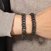 En gros Noir 13mm Glacé Zircon Cubique Diamant CZ Cubain Lien Chaîne Miami Cuba Collier Bracelet Hip Hop Bijoux Pour Hommes