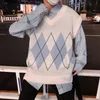 Argyle Sweter kamizelki mężczyzn w stylu preppy moda moda v szyja jesienna bez rękawów miękka unisex men skoczki para nadmierna popularna l220801