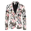 Modestijl Heren Koreaanse versie Poker Gedrukt Perform Blazer Vintage Blazer voor mannen Casual Business Party Trouwjurk 220527