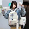 Fashion Women Backpacks 5 Set School Backpack Korean Design College School Bags For Teenage Girls Kids Schoolbag Shoulder Bag
