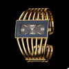 Нарученные часы Женщины смотрят на золото покрытые кварцевыми ремешками из нержавеющей стали блестящие леди браслетовые часы модные квадраты часы Подарок Bayan Kol Saati
