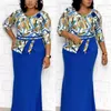 HGTE XL 4XL grande taille femmes africaine mère robe de Noël faux deux pièces imprimer fête de Noël carnaval nuit longue robe LJ200814